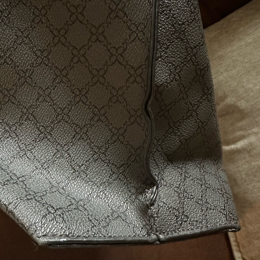 NINE WEST MONOGRAM TOTE WITH BLACK LEATHER TRIM - Picture 6 of 9